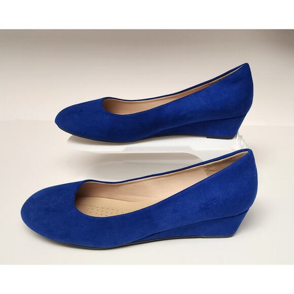 DREAM PAIRS Royal Blue Women's Pump Wedge Heel Round Toe Slip On Shoes US 9.5M - Picture 7 of 12
